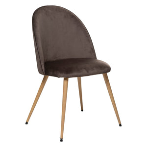 Chaise Slano - Taupe - Velours - Pieds métal Imitation hêtre - Atmosphera créateur d'intérieur