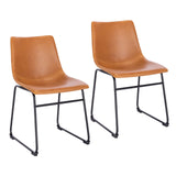 SVITA Lot de 2 chaises de salle à manger avec pieds en métal et pieds en cuir synthétique cognac