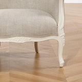 Robin des bois - Victor : Fauteuil bergère en Bois Massif et Lin Premium Blanc
