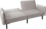 Canapé Convertible Effet Velours - 198 x 90 x 83 cm. - Taupe