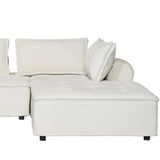 CONCEPT USINE | Canapé d'angle Modulable 4 Places STAVA | Velours Texturé Blanc | Élégant et Confortable | Design Moderne | Assise Spacieuse et Moelleuse | Structure Robuste Bois Massif | Idéal Salon