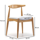 VS Venta-stock Pack 2 chaises Corzo, Couleur chêne, Bois Massif, 52,5 cm (Longueur) 50 cm (Profondeur) 74.5 cm (Hauteur)