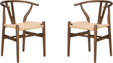 YAXANSIH Lot de 2 chaises de Salle à Manger, Cuisine, Style Wishbone en Poly et écorce (Couleur : Noyer)