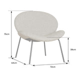 Happy Garden Fauteuil en Fausse Fourrure Beige Sacha – Chaise d'appoint 1 Place – Assise rembourrée – Structure Acier