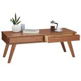IDIMEX Table Basse Jona Style scandinave Table de Salon rectangulaire avec 2 tiroirs, en pin Massif lasuré Brun foncé