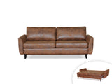 Lisa Design - Canapé Convertible Dan en Microfibre - Canapé Lit - Sofa Marron 3 Places - Salon Industriel/Vintage/Rétro