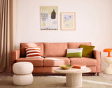 Lisa Design - Jake - canapé Droit 3 Places Convertible en Tissu Velours Relief, Terracotta