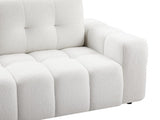 Vente-unique - Canapé 3 Places en Tissu Bouclette Blanc SOPELANA