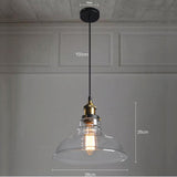 Verre Rétro Suspensions Luminaires Industrielle Vintage Plafonniers Lustre Edison Culot E27 Eclairage de Plafond Lampe Suspensions (Ampoule Non inclut) (Transparent)