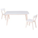 Beliani Table de Salle à Manger 150 x 90 cm en MDF Blanc Mat et Bois d'Hévéa Clair Santos