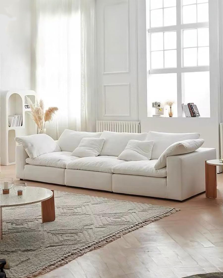 UNIQKA Cloud - Canapé 3 Places en Lin Blanc UNIQKA Cloud - Canapé 3 Places en Lin Blanc