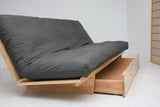 Canapé lit Yokahoma, Naturel, futon Gris, 200x120x24 cm