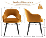 chairus Lot de 2 Chaises de Salle à Manger en Velours Moderne Fauteuil Rembourrée Chaise Pivotante à 360° pour Bureau Salon (Jaune-2 (Velours))