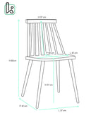 KAYELLES Lot de 2 - Chaise de Cuisine à barreaux bistrot café rétro scandinave, Pieds métal façon Bois Clair BAO (Gris)