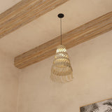 Atmosphera - Suspension Lahys en Paille Tressée Beige, D. 28 x H 48 cm, Abat-Jour Ajouré Style Bohème - Luminaire pour Salon, Chambre