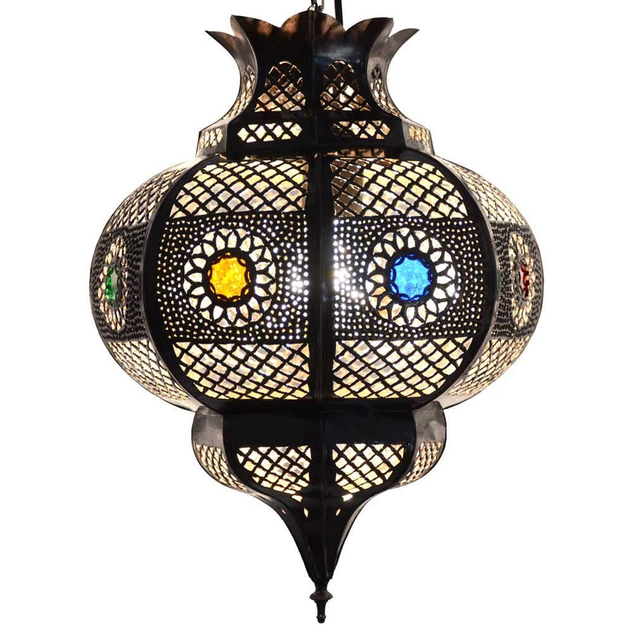 LORIENT Cleopatra Lampe orientale en métal avec effet vieilli de cuivre Marron 42 cm