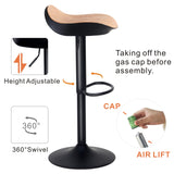YOUTASTE Tabouret de Bar Lot de 2 Tabourets de Cuisine Chaise Haute Réglable en Hauteur et Pivotant pour îlot de Cuisine et Bar, Surface en Cuir PU, Repose-Pieds (Motif Grain de Bois)