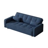 CONCEPT USINE | Canapé Scandinave Convertible 3 Places Velours Côtelé | COPENHAGUE Bleu | Canapé Droit Modulable Moderne avec Accoudoirs + 2 Coussins | Dossier & Assise Déhoussables | Largeur 213 cm