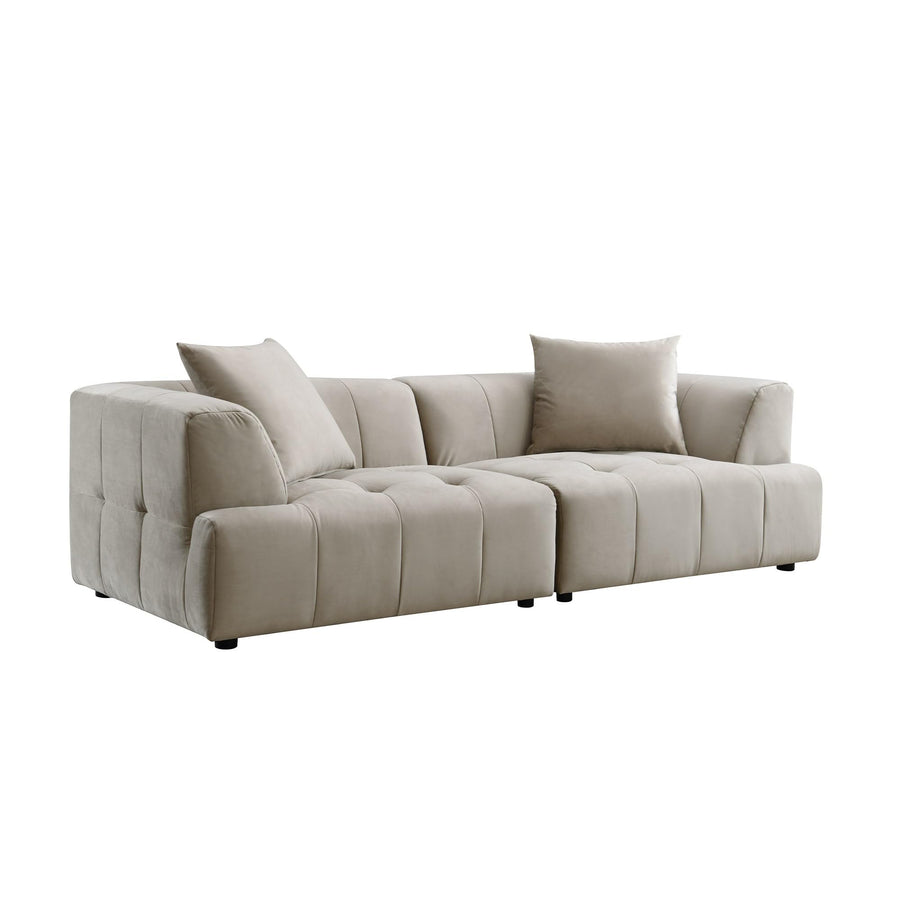 Mobilier-Deco Anya - Canapé capitonné 3 Places en Velours Beige Mobilier-Deco Anya - Canapé capitonné 3 Places en Velours Beige