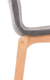 CLP Lot De 2 Tabourets De Bar Design avec Dossier Et Assise en Tissu I Piètement en Bois I Repose-Pieds I Hauteur Assise 77 cm, Couleur:Gris Clair