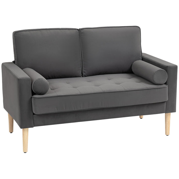 HOMCOM Canapé 2 Places Moderne Velours 127 cm, Assise Capitonnée, Gris HOMCOM Canapé 2 Places Moderne Velours 127 cm, Assise Capitonnée, Gris