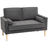 HOMCOM Canapé 2 Places Moderne Velours 127 cm, Assise Capitonnée, Gris