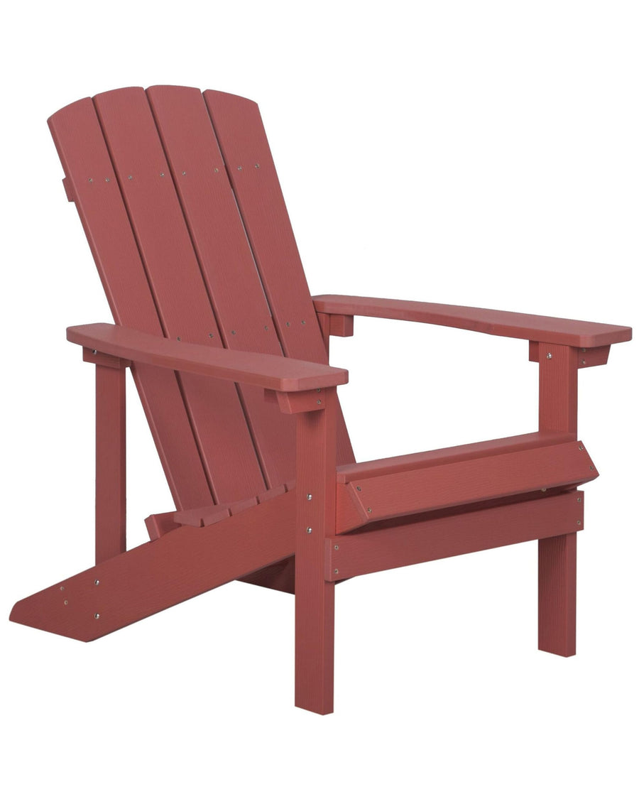 Chaise Basse Fauteuil de Jardin Effet Bois Rouge avec Accoudoirs et Dossier Confortable Matières Résitantes pour Terrasse Rustique et Campagne Beliani Chaise Basse Fauteuil de Jardin Effet Bois Rouge avec Accoudoirs et Dossier Confortable Matières Résitantes pour Terrasse Rustique et Campagne Beliani