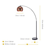 Versanora Lampadaire Arquer arc lampe de sol abat jour rose doré marbre noir VN-L00011-EU