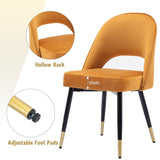 chairus Chaises de Salle à Manger sans Accoudoirs Lot de 2 Chaise de Bureau en Velours Moderne Chaise Rembourrée pour Cuisine Salon (Jaune-2)