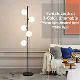 KlkrzJwy Lampadaire Mid Century 5 Lumières 66,9" Globe En Verre Lampadaire Lampe Haute En Verre Dépoli Avec Base En Marbre E26 Dimmable Lampe Sur Pied Pour Salon Bureau Chambre Canapé Coin