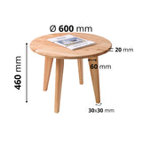 Krok Wood Table Basse Ronde Dresden en Bois de hêtre Massif (60 x 60 x 46 cm)