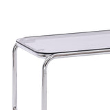 Sicaan Table Basse rétro 90cm Verre trempé Noir et Structure chromée Amaya