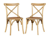 Biscottini Lot de 2 chaises de salle à manger en bois massif - Chaise cuisine et salon en rotin - Chaises d extérieur et intérieur - Chaise en peluche Rustica Cross - Siège rembourré Thonet Vintage