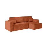 LOUNGITUDE - Canapé d'angle Convertible réversible avec Coffre en Velours côtelé Terracotta