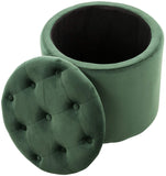 Tabouret Pouf Patin en Velours I Tabouret Coffre avec Espace De Rangement I Pouf Repose-Pieds, Couleur:Vert