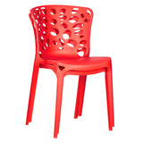 Homestyle4u 2460 Lot de 4 chaises de jardin empilables en plastique résistant aux intempéries Rouge