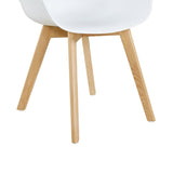 H.J WeDoo Lot de 4 Chaise Salle à Manger, Fauteuils Scandinave de Chaise latérale Design rétro avec Jambe de Bois de hêtre Massif - Blanc