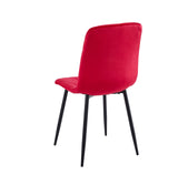 Casa Vital Lot de 4 chaises de salle à manger Tamara 43 x 54 x 91 cm, rembourrées avec tissu doux, coutures décoratives sur le dossier et l'assise, pieds en métal, capacité de charge 120 kg, rouge