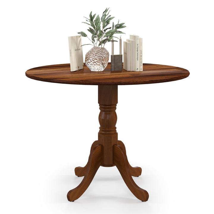 LIFEZEAL Table de Salle à Manger Ronde pour 4 Personnes, en Bois d LIFEZEAL Table de Salle à Manger Ronde pour 4 Personnes, en Bois d'hévéa avec Base sur Socle, Meubles de Salon de 100 cm, pour Salle à Manger, Salon et Bureau, Charge 100 kg (Marron)