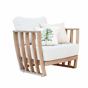 Loberon Fauteuil FSC-100% Vézère, Finition Discrète Blanche Délavée Blanche, Coussins Confortables, Déhoussables & Lavables, Mobilier de Jardin, Fauteuil d'extérieur, FSC, Bois d'acacia et Fibre