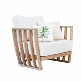 Loberon Fauteuil FSC-100% Vézère, Finition Discrète Blanche Délavée Blanche, Coussins Confortables, Déhoussables & Lavables, Mobilier de Jardin, Fauteuil d'extérieur, FSC, Bois d'acacia et Fibre