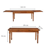 Biscottini Table à Manger Extensible 180x80x90 cm Made in Italy - Table Salle à Manger Extensible en Bois Massif - Table Bois Salle a Manger