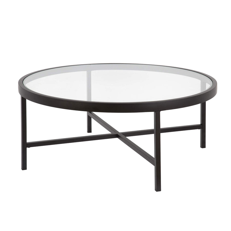 Henn&Hart Table Basse Ronde de 91,4 cm de Large avec Plateau en Verre en Bronze Noirci, Tables Basses Modernes pour Salon, Studio et Appartement Henn&Hart Table Basse Ronde de 91,4 cm de Large avec Plateau en Verre en Bronze Noirci, Tables Basses Modernes pour Salon, Studio et Appartement