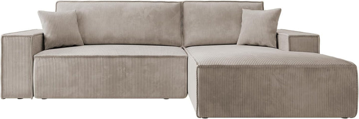 Selsey FARESE New - Canapé d Selsey FARESE New - Canapé d'angle - 267 cm - en L avec Coffre de Rangement canapé Droit en Velours côtelé Beige