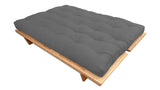 Canapé lit Yokahoma, Naturel, futon Gris, 200x120x24 cm