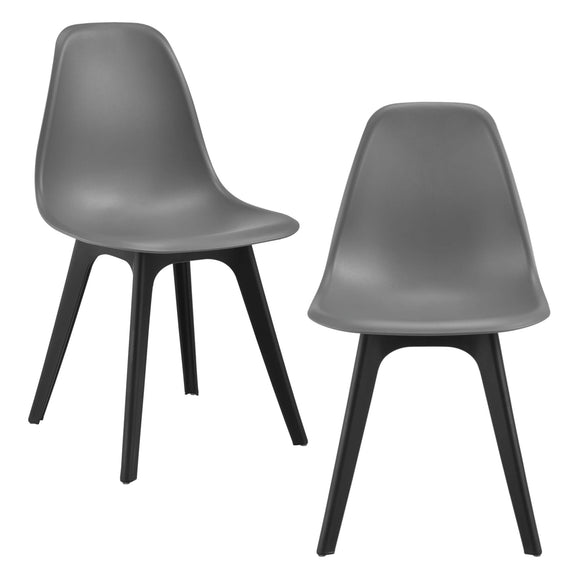 [en.casa] Set de 2 Chaises Design Chaise de Cuisine Chaise de Salle à Manger Plastique Gris et Noir 83 x 54 x 48 cm