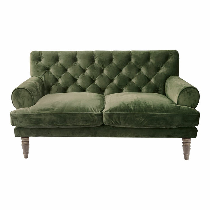 Loberon® Canapé Carme, Chesterfield, surpiqué, toucher doux, aspect élégant, housses de coussin amovibles, meubles de siège, bois de manguier, velours de polyester, polyester, vert Loberon® Canapé Carme, Chesterfield, surpiqué, toucher doux, aspect élégant, housses de coussin amovibles, meubles de siège, bois de manguier, velours de polyester, polyester, vert