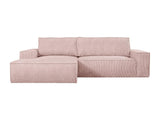 Vente-unique - Canapé d'angle Gauche Convertible en Velours côtelé Rose poudré Amelia