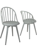 KAYELLES Lot de 2 chaises bistrot à barreaux Design Cuisine, Salle à Manger, Cussin Simili Cuir, Pieds en métal Bold (Gris)