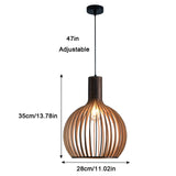 JZCDR Boho Style Bois Suspension, E27 Hauteur Adjustable Naturel Main Lustre Rétro, Rustique Lampe Pendentif pour Salle à Manger, Salon, Chambre à Coucher, Café, Comptoir de Bar (Noir,28×35CM)